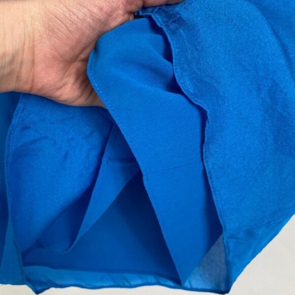 Revolve Shoshanna 100% Silk Blue Pleated Front Blouse Size 2 Top 3/4 Sleeves - Picture 6 of 8